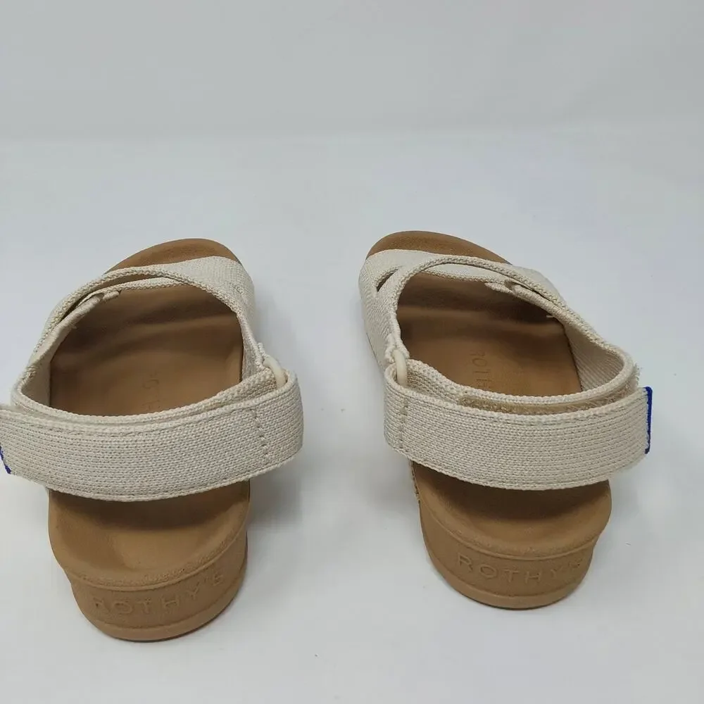Rothy's Kids Double Strap Sandal Conch Beige Knit US Kids 10 EU 27 NIB
